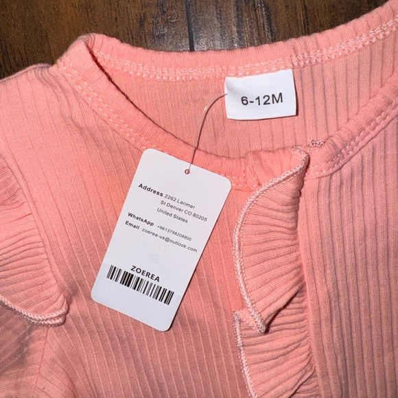 Zoerea Little Girls Bodysuit with Ruffles Sleeper 6-12M Open Feet & Hands NWT - Picture 2 of 4